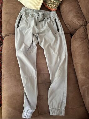 flag nor fail Light Gray Men's Joggers with Zip Pockets